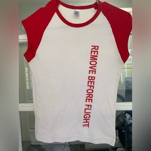 Aviation shirt. Women’s Petite/youth. Remove before flight Cap sleeve t-shirt